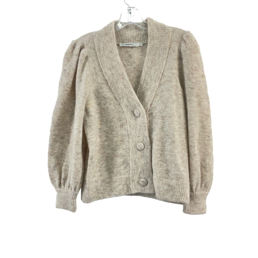 Women's Gestuz Cream Wool Alpaca Cardigan Size S Preowned